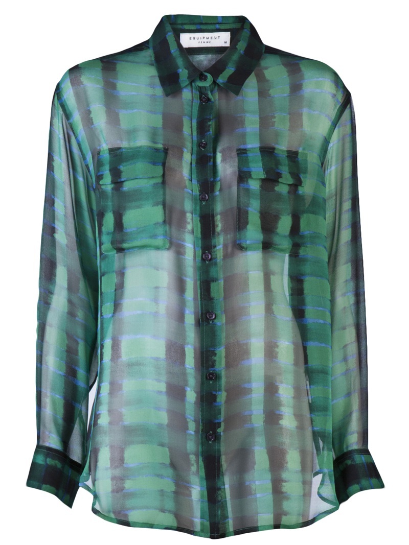 Signature Shirt - neckline: shirt collar/peter pan/zip with opening; pattern: print, patterned/print; length: below the bottom; style: shirt; bust detail: pocket detail at bust; predominant colour: dark green; occasions: work; trends: prints; fibres: silk - 100%; fit: straight cut; sleeve length: long sleeve; sleeve style: standard; pattern type: fabric; pattern size: standard