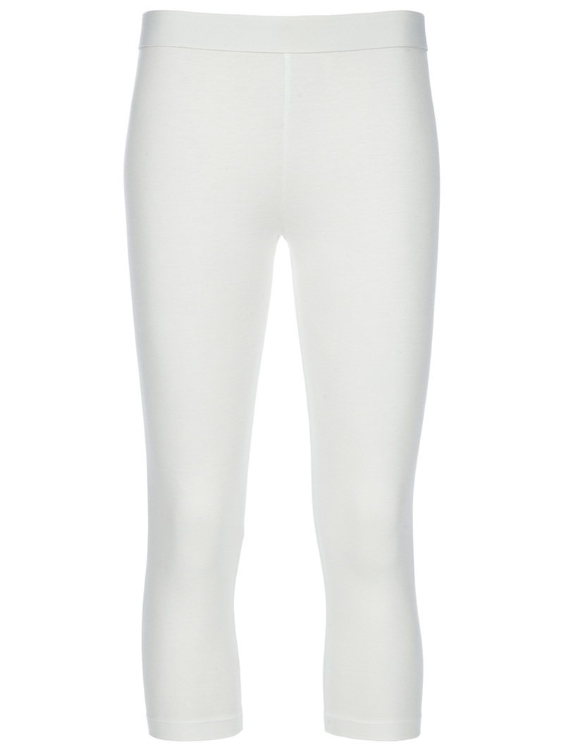Cropped Legging - style: leggings; waist: high rise; predominant colour: white; occasions: casual; length: calf length; fibres: polyester/polyamide - stretch; fit: skinny/tight leg